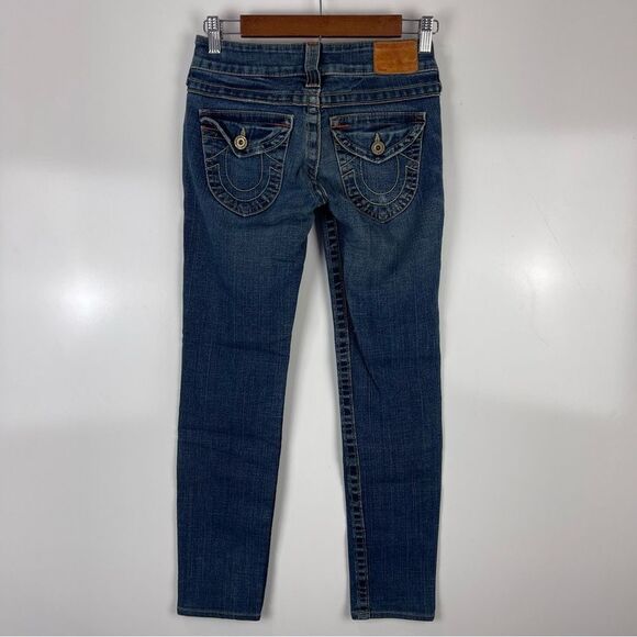 True Religion Distressed Flap Pocket Low Rise Julie Skinny Jeans Women's Sz 25 - Picture 2 of 10